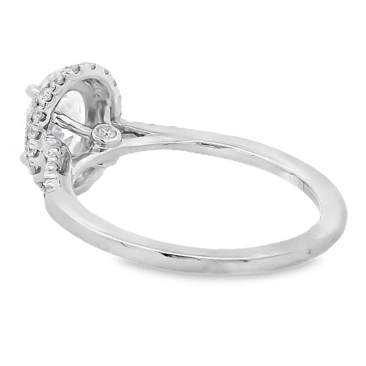 1.50ct Oval Lab Grown Diamond Halo Engagement Ring White Gold 14kt - Gems by Gigi