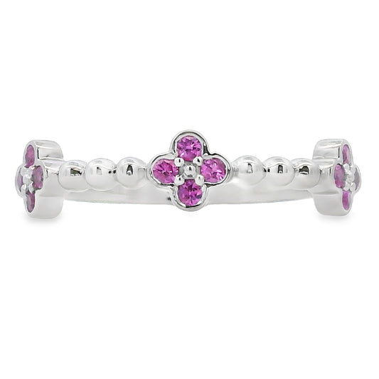 Pink sapphire stackable ring in 14kt yellow/white gold