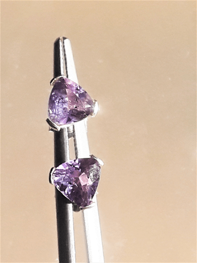 Trillion Amethyst Stud Earrings Sterling Silver 0.80ct Studs