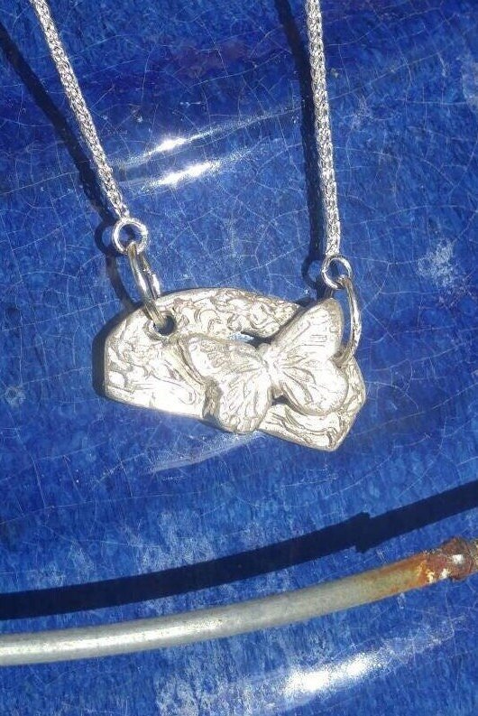 Butterfly Arc Fine Silver Necklace • 17.25″ Chain • Artisan Gift for Her - Gems by Gigi
