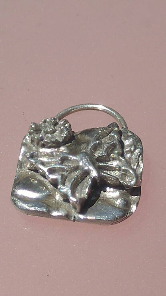 Butterfly Square Pendant Sterling Silver Handmade Mothers Day Gift - Gems by Gigi
