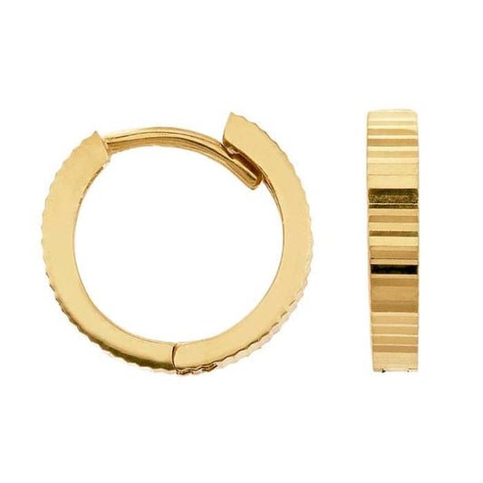 Diamond Cut Huggie Hoop Earrings 14kt - Gems by Gigi
