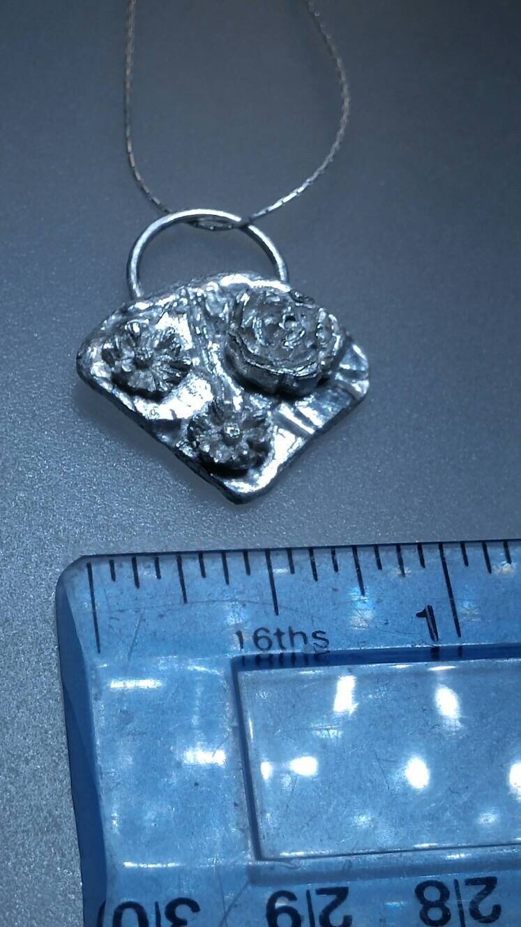 Flower Basket Pendant Rose Necklace Sterling Silver - Gems by Gigi