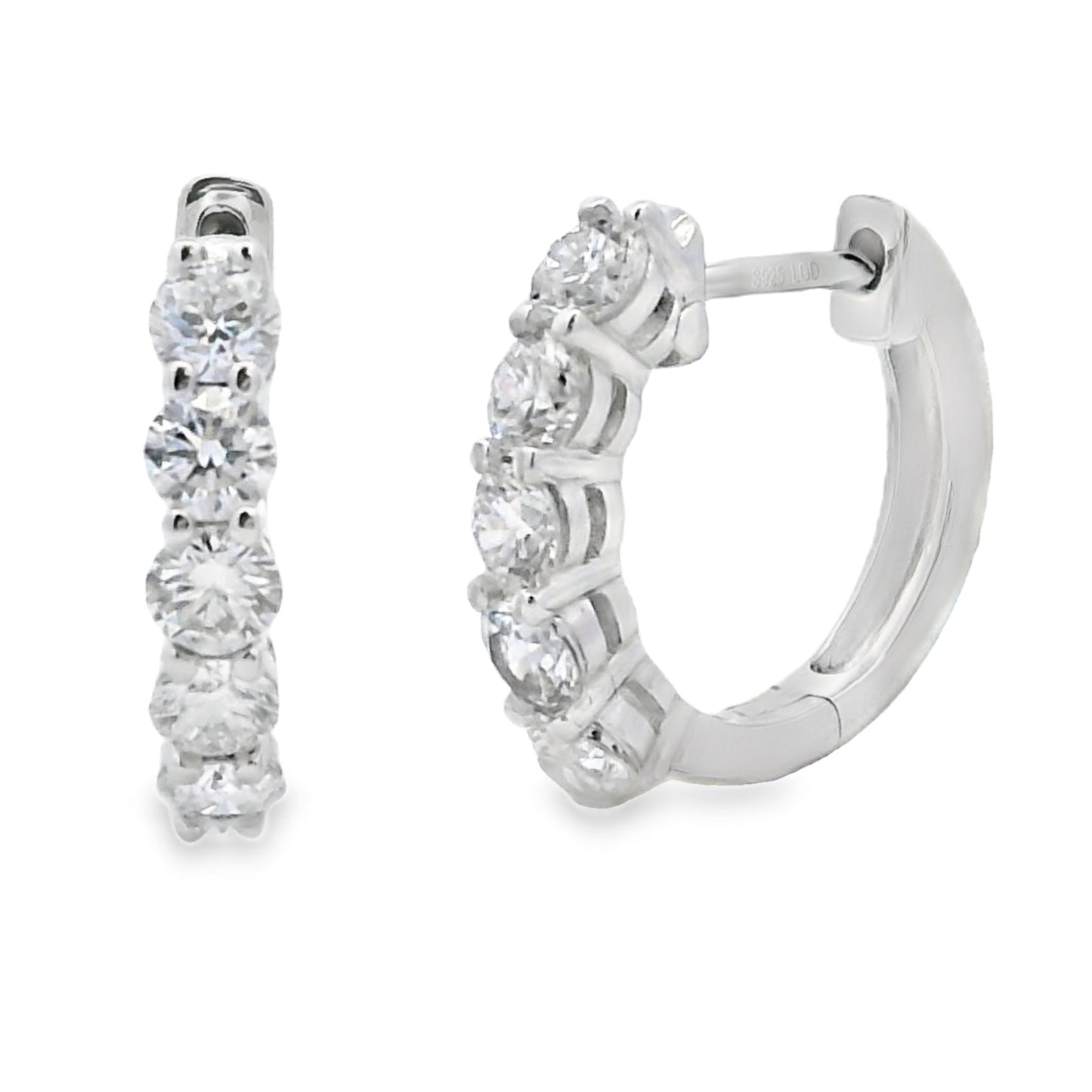 Lab Grown Diamond Hoop Earrings Sterling Silver