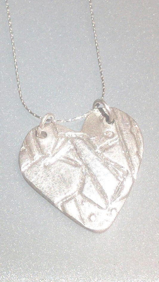 Heart Pendant Origami Crane Sterling Silver Modern - Gems by Gigi