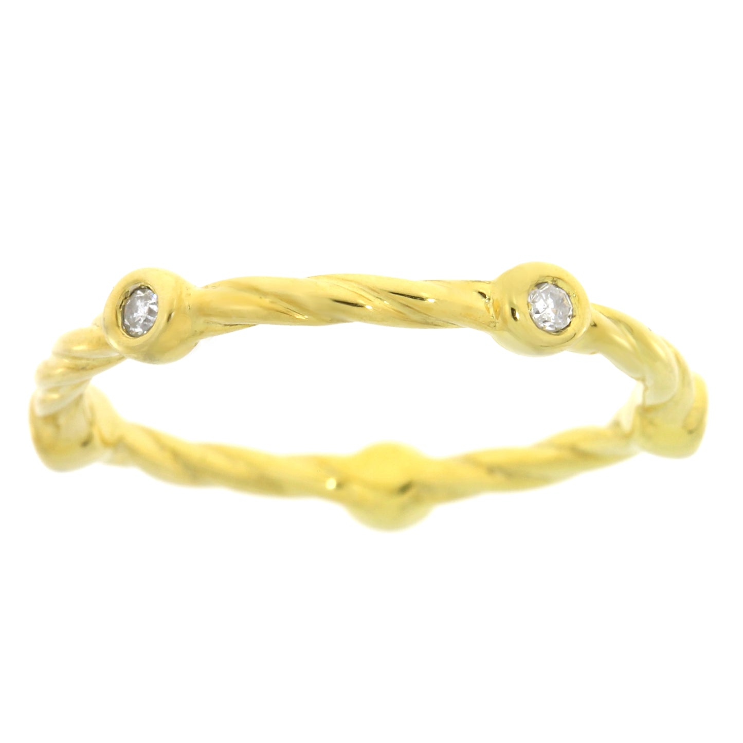 Diamond Bezel Twisted Stacking Band Ring Sterling Silver (Copy)