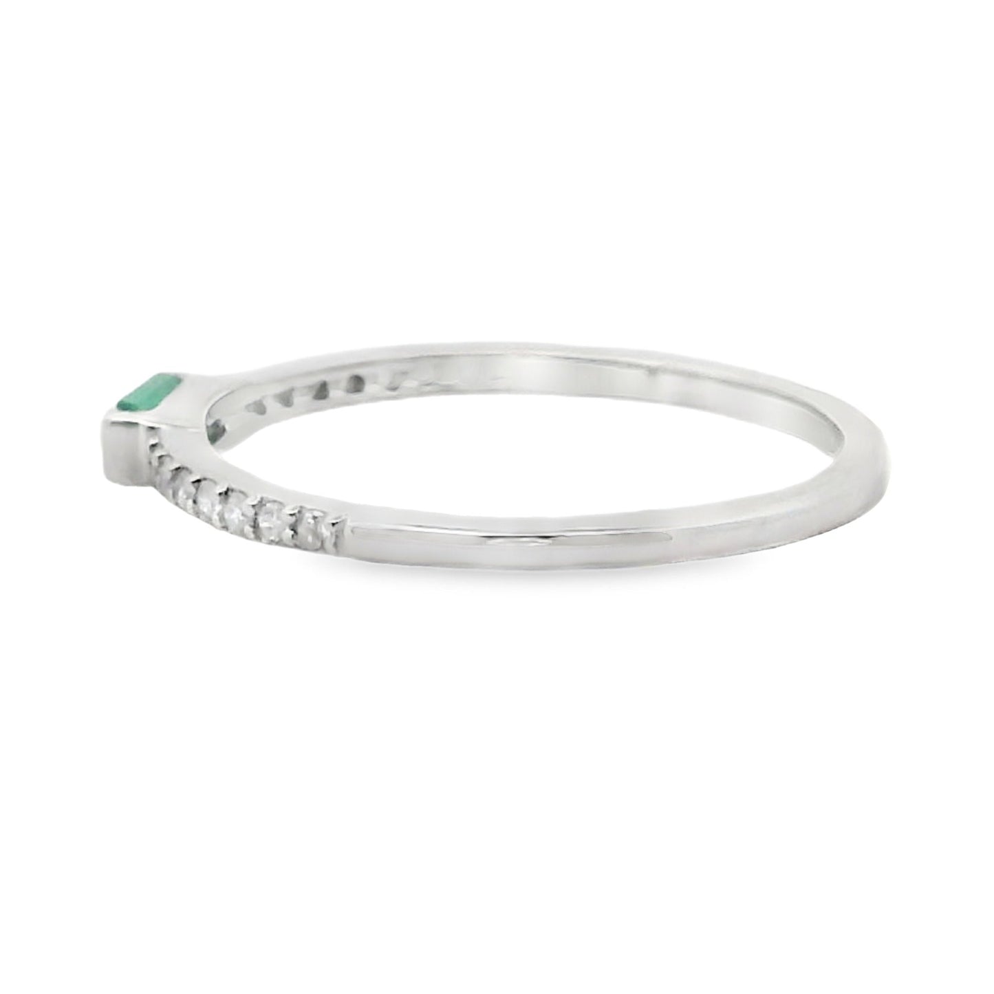 Natural Emerald Diamond Stackable Band Ring 14kt Gold - Gems by Gigi