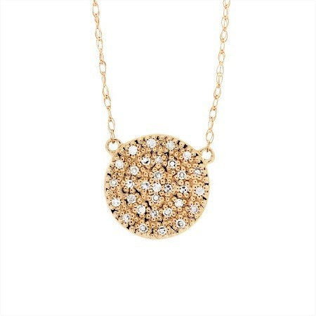 Diamond Pave Circle Necklace Rose Gold 10kt