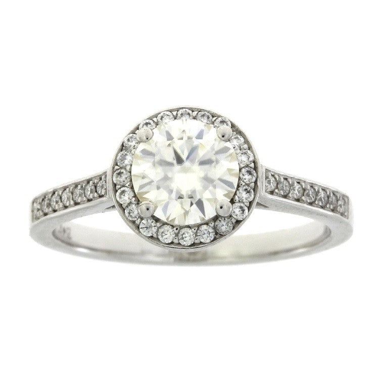 1.25ct Moissanite Halo Engagement Ring White Gold 10kt