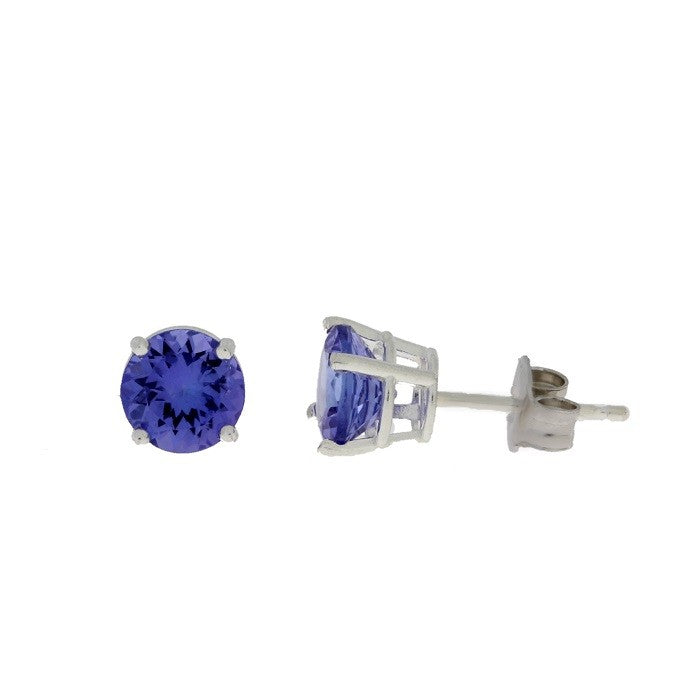 Tanzanite Stud Earrings Sterling Silver