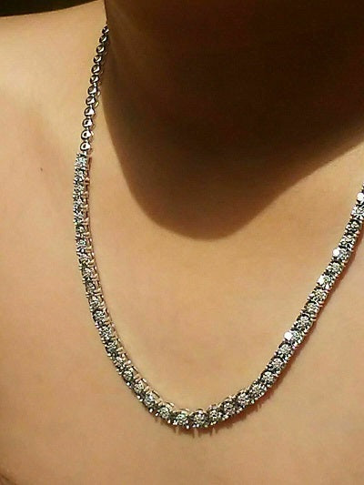 Diamond Tennis Necklace Sterling Silver