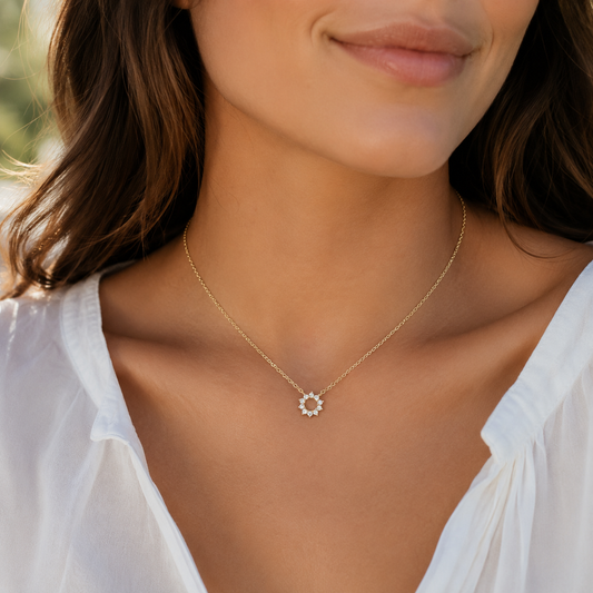 0.10ct Lab Grown Diamond Necklace 18" 10kt Yellow Gold
