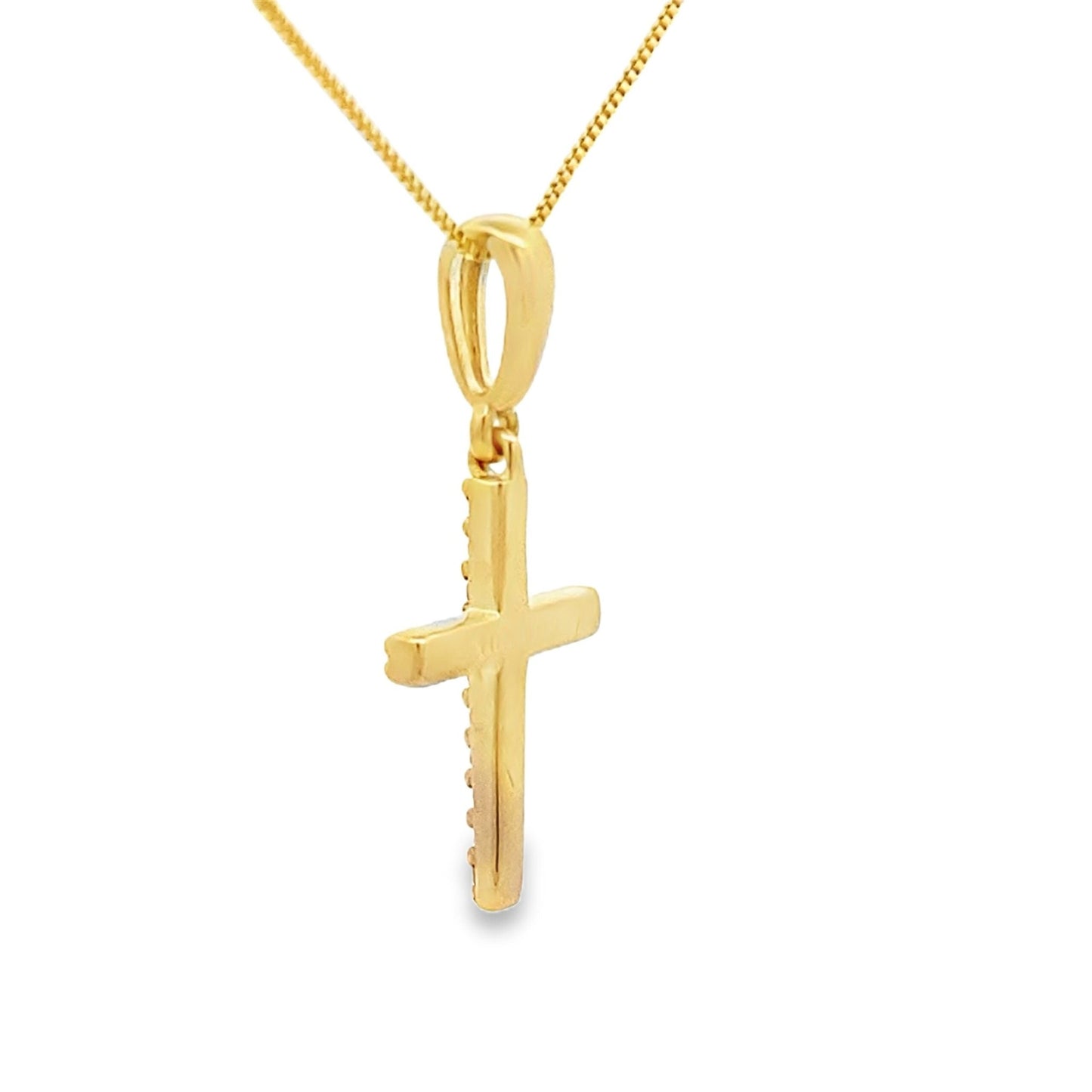 0.08ct Diamond Cross Pendant 10kt Gold - Gems by Gigi
