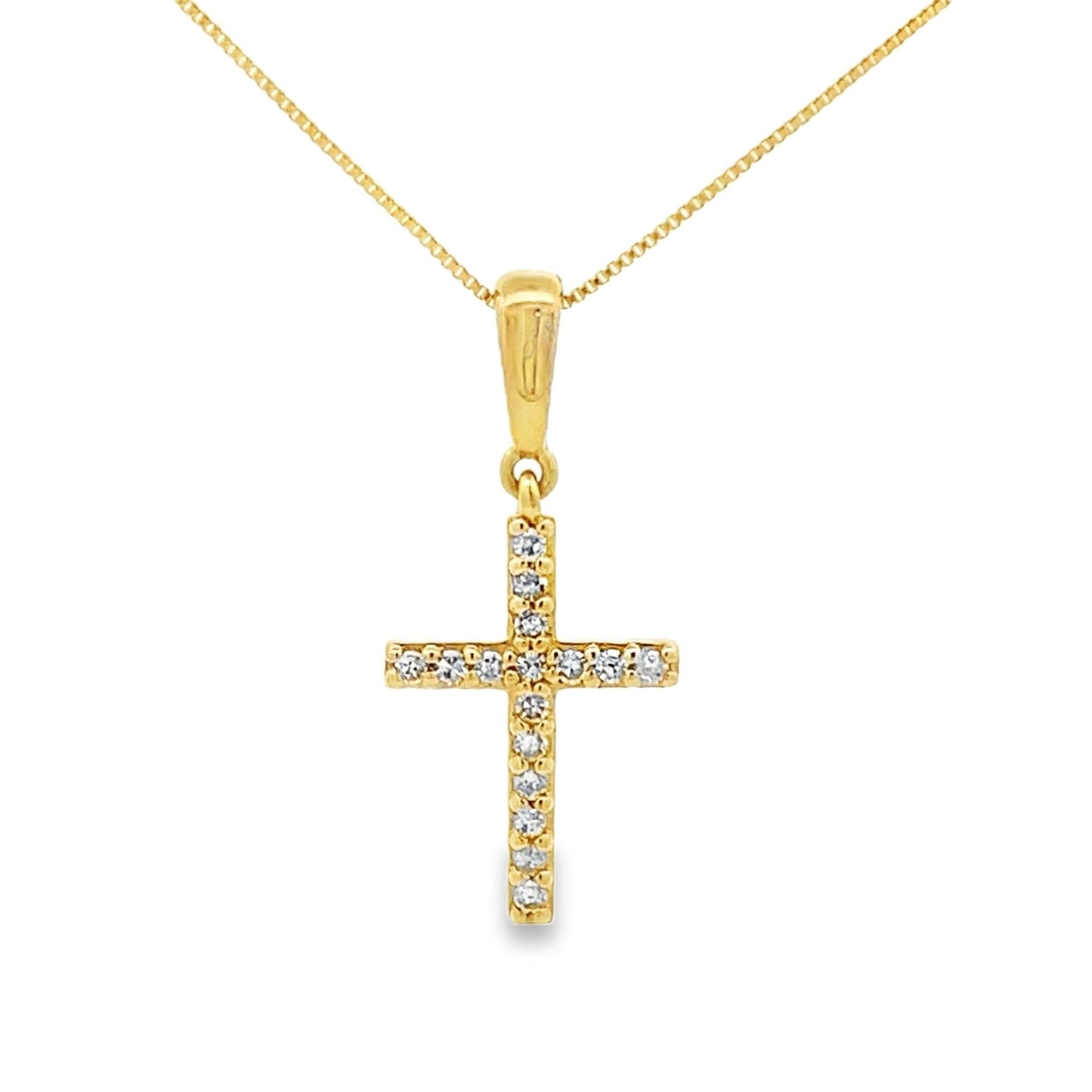 0.08ct Diamond Cross Pendant 10kt Gold - Gems by Gigi