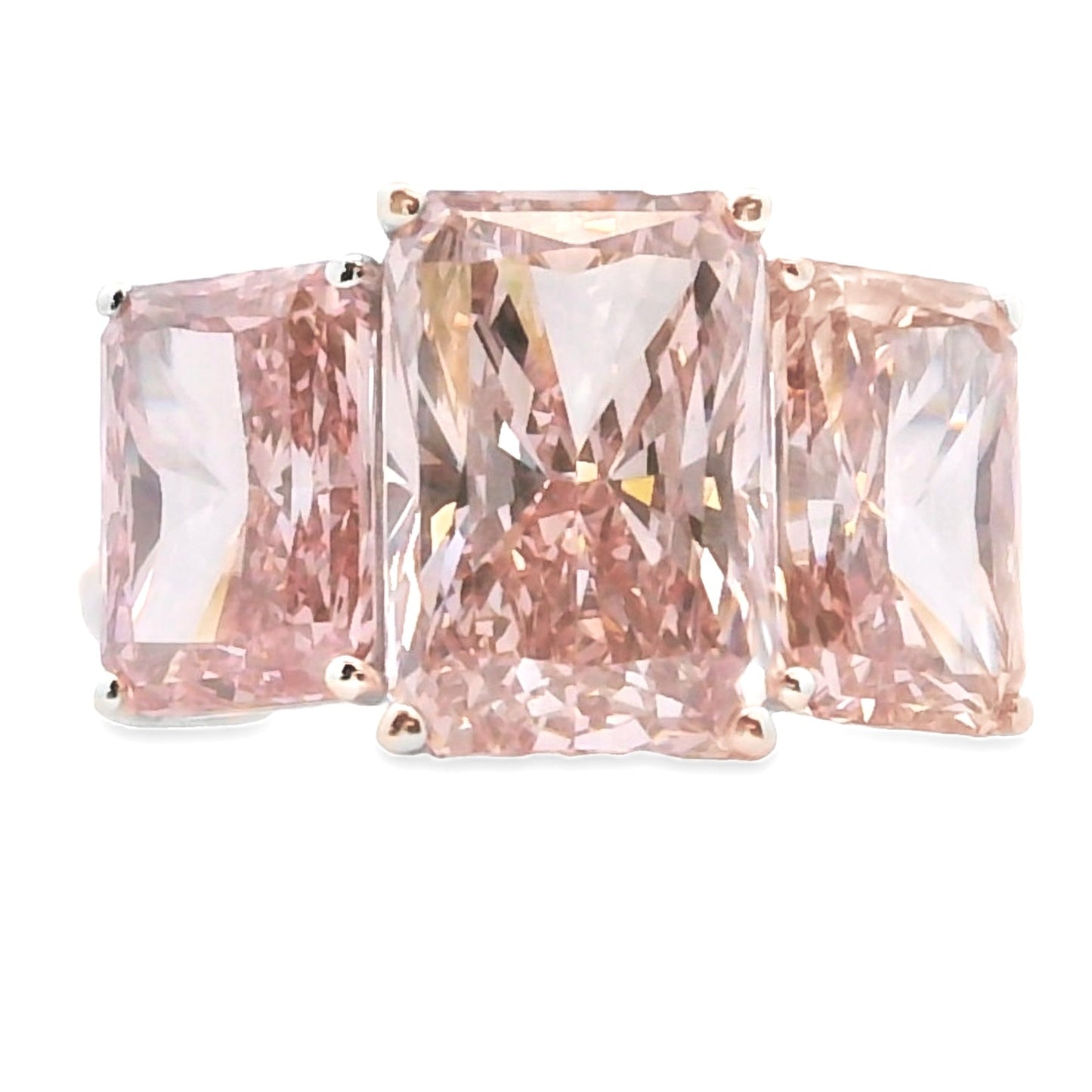 10ct Lab Grown Pink Diamond Three-Stone Engagement Ring 14kt White Gold - Gems by Gigi