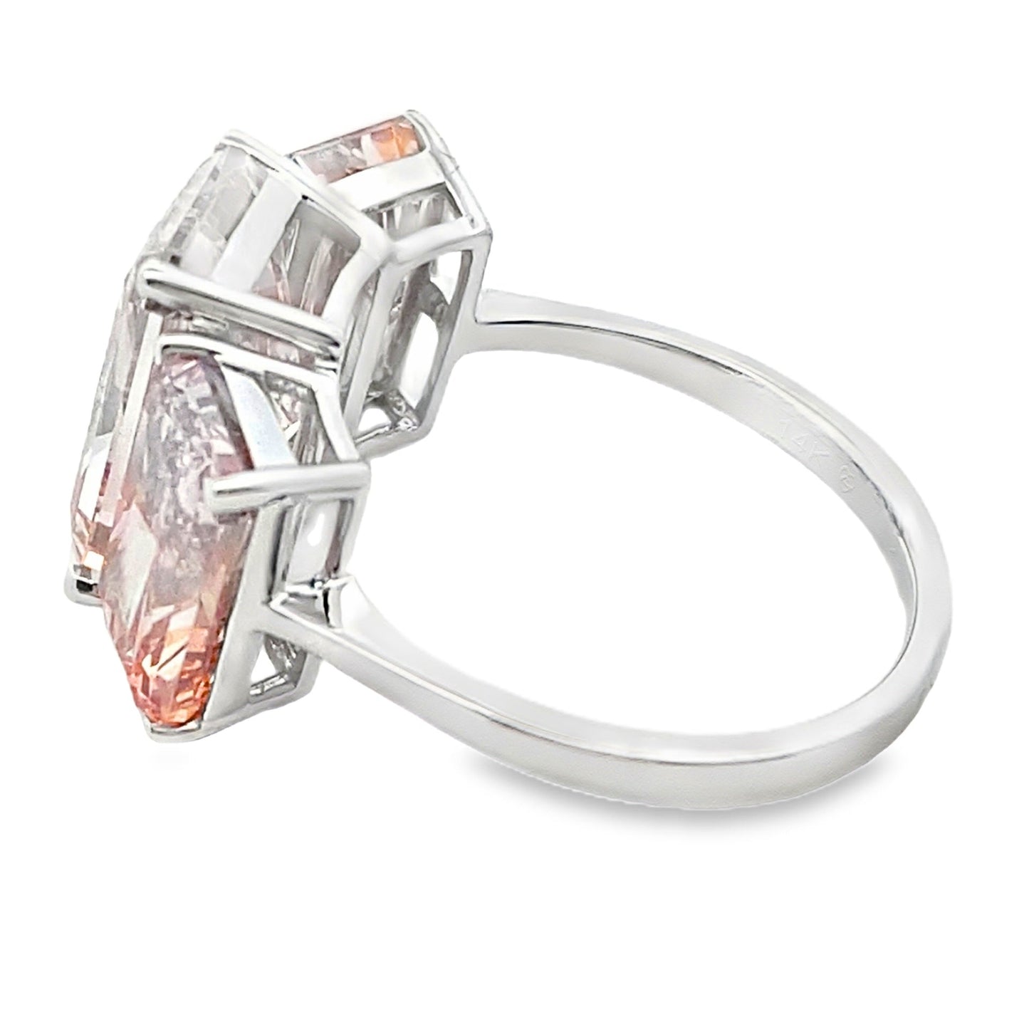 10ct Lab Grown Pink Diamond Three-Stone Engagement Ring 14kt White Gold - Gems by Gigi