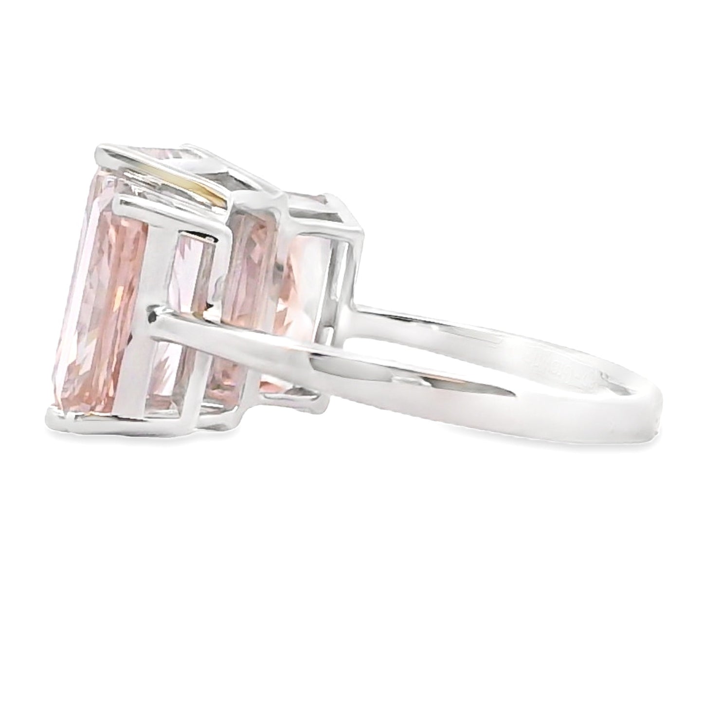 10ct Lab Grown Pink Diamond Three-Stone Engagement Ring 14kt White Gold - Gems by Gigi
