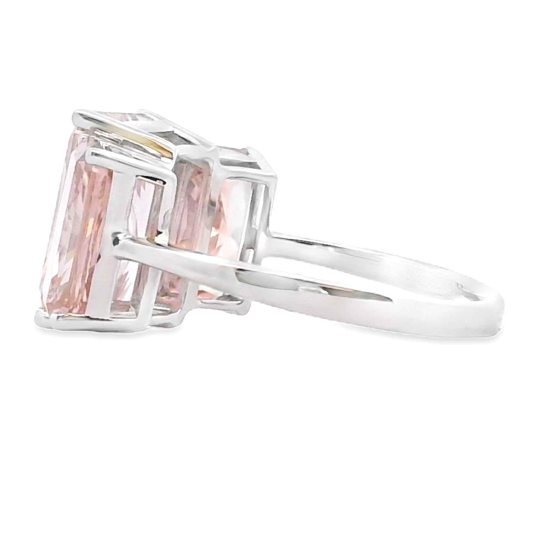 10ct Lab Grown Pink Diamond Three-Stone Engagement Ring 14kt White Gold - Gems by Gigi