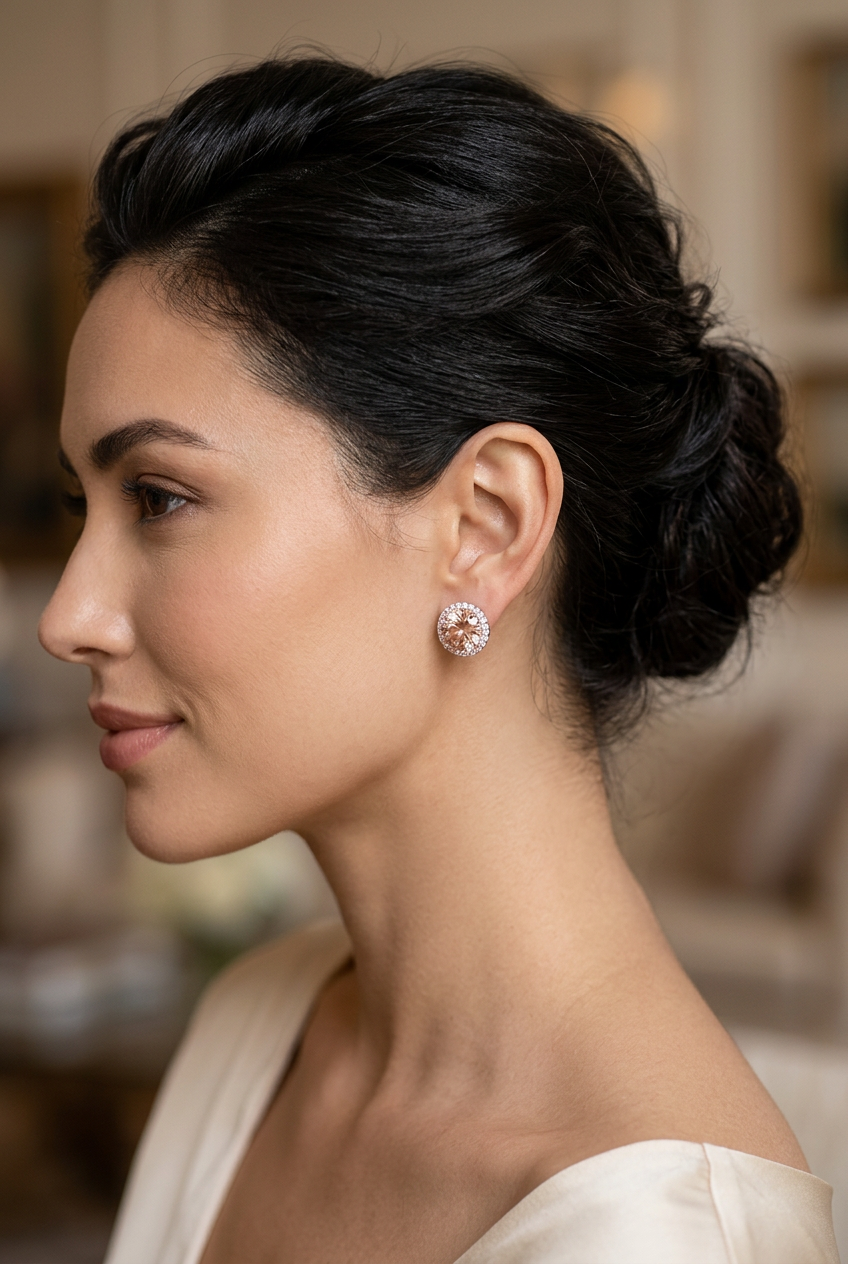 11ctw Pink Lab Grown Diamond Halo Stud Earrings in 14kt White Gold