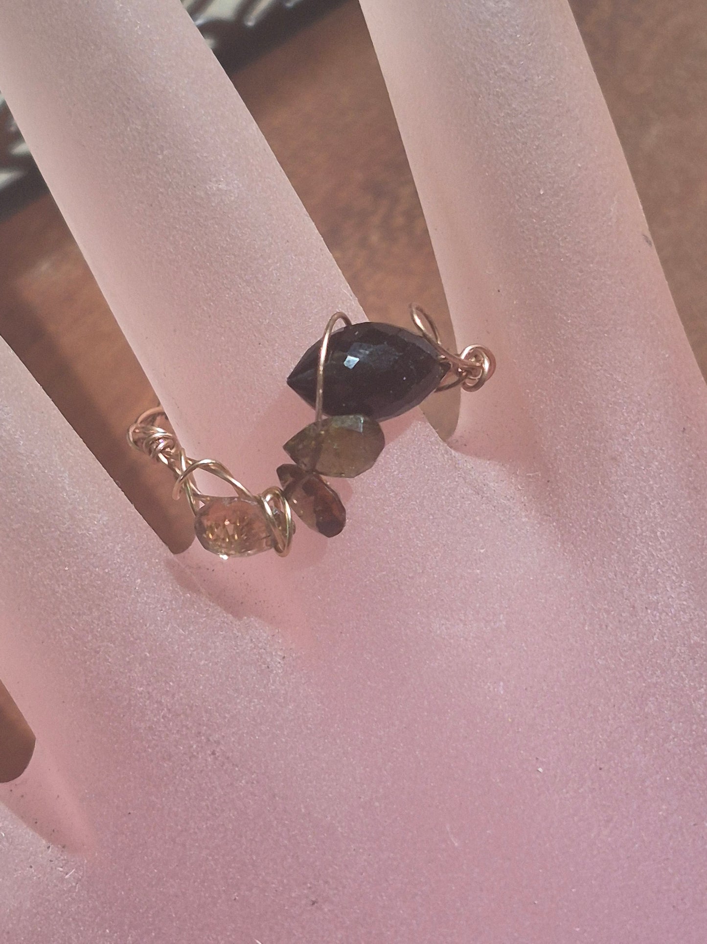 Black Spinel Andalusite Swirl Ring 14kt Rose Gold