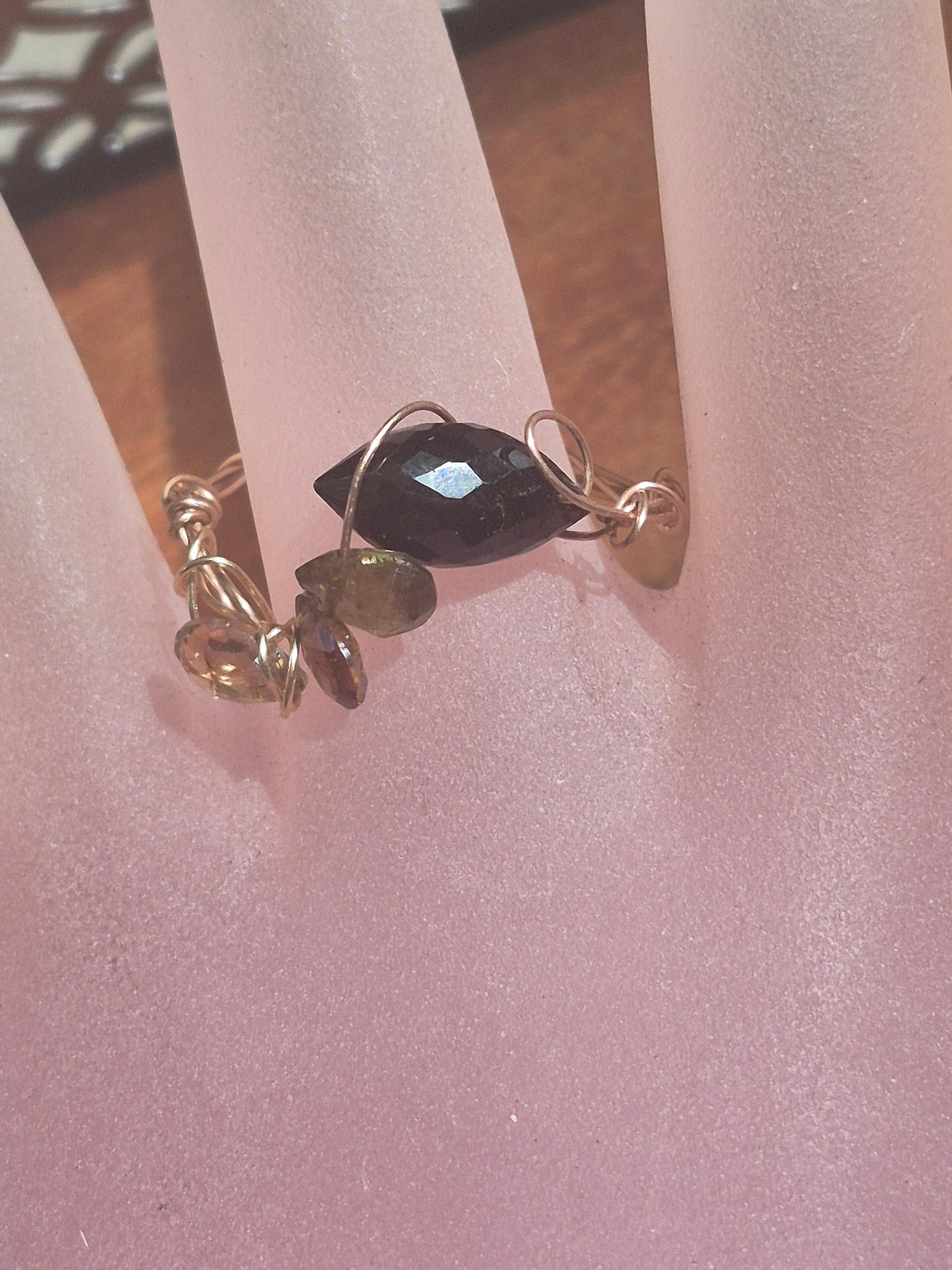 Black Spinel Andalusite Swirl Ring 14kt Rose Gold