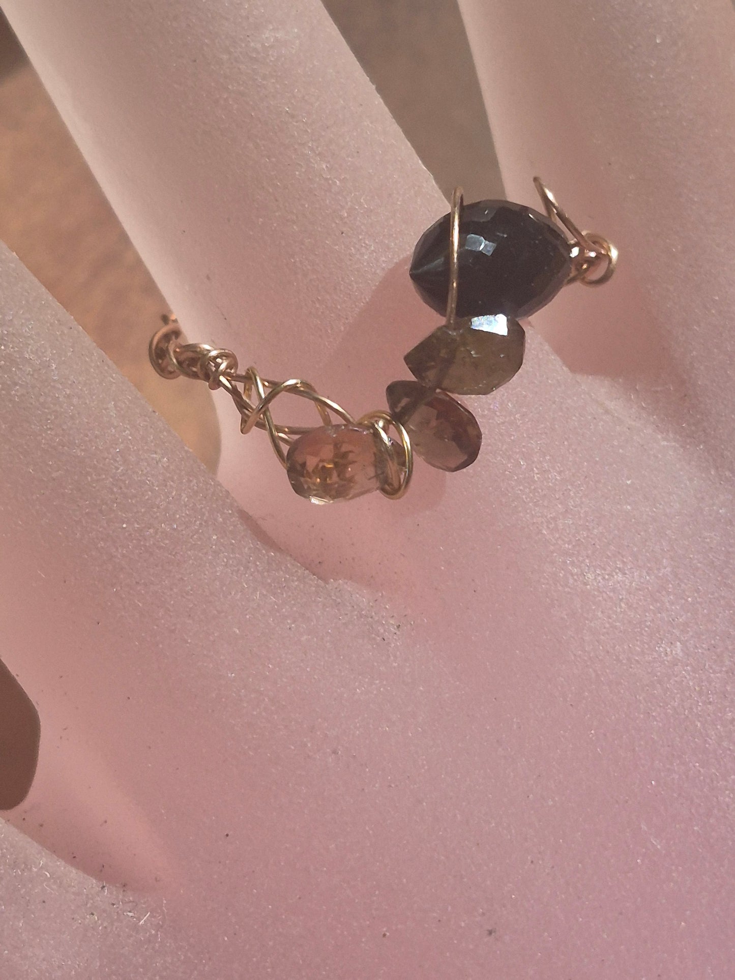 Black Spinel Andalusite Swirl Ring 14kt Rose Gold