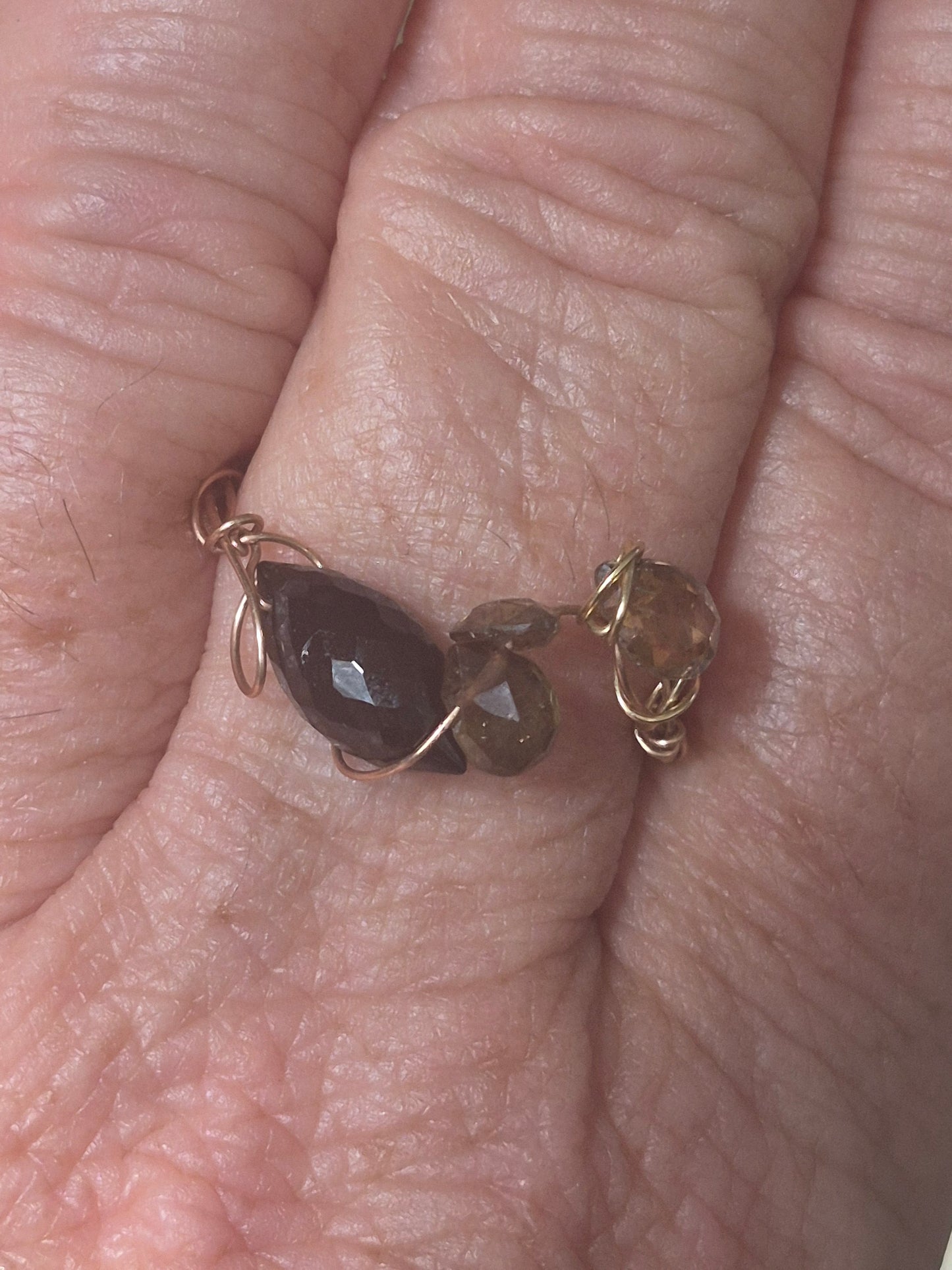 Black Spinel Andalusite Swirl Ring 14kt Rose Gold
