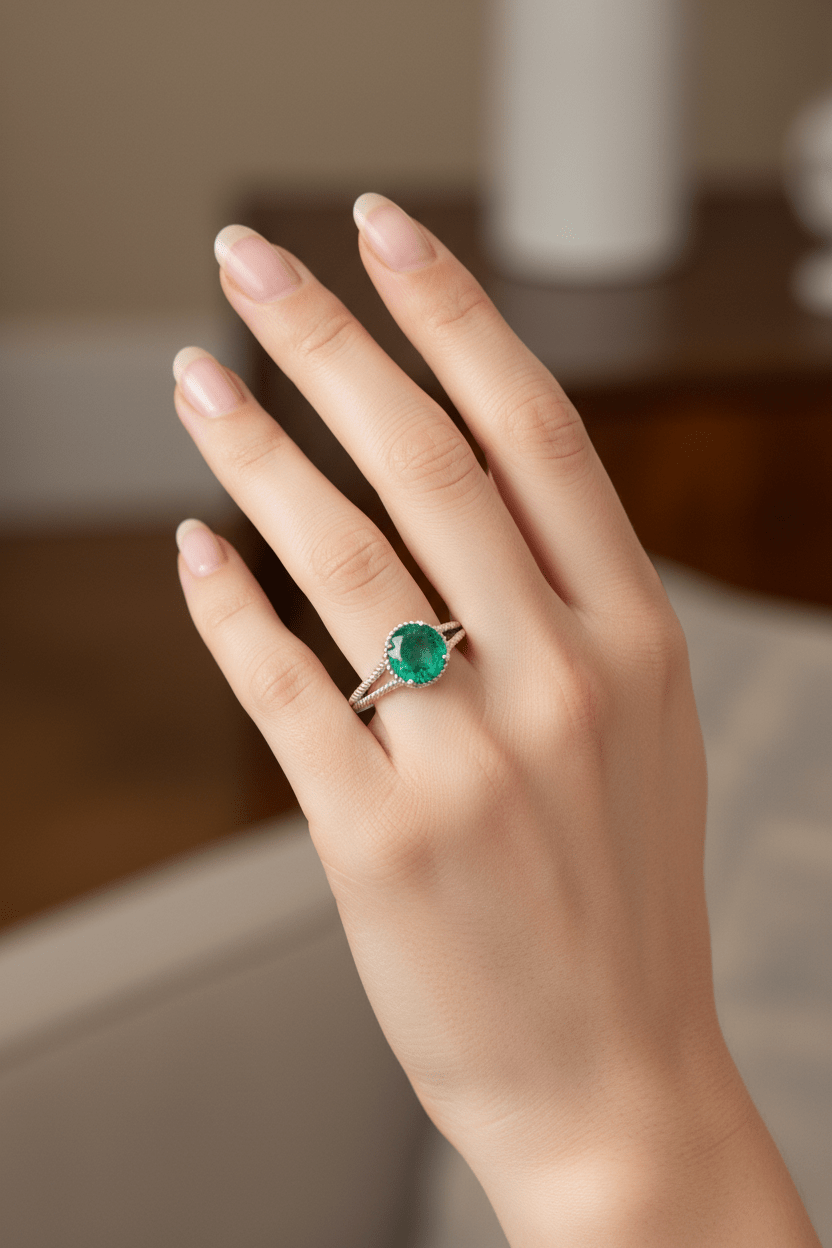 1.28ct Emerald Solitaire Ring 14kt - Gems by Gigi