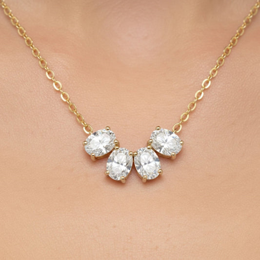 1.32ct Oval Lab Grown Diamond Necklace 14kt - Gems by Gigi