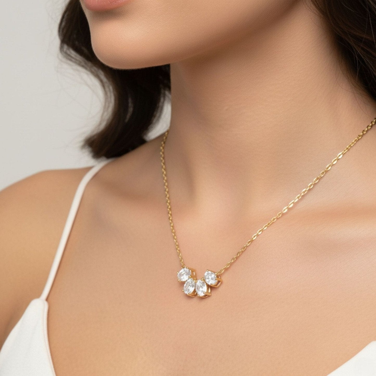 1.32ct Oval Lab Grown Diamond Necklace 14kt - Gems by Gigi