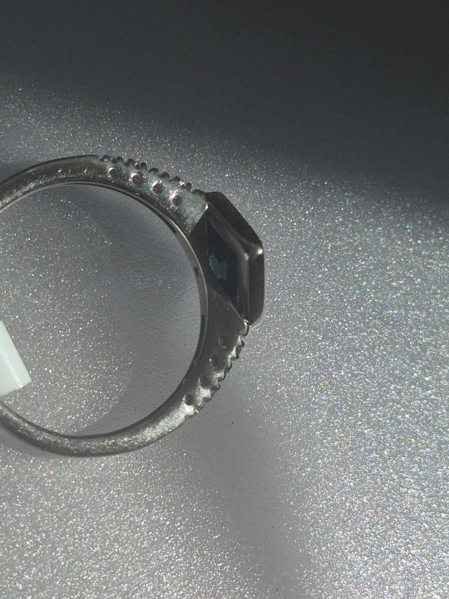 Square London Blue Topaz Diamond Ring Sterling Silver