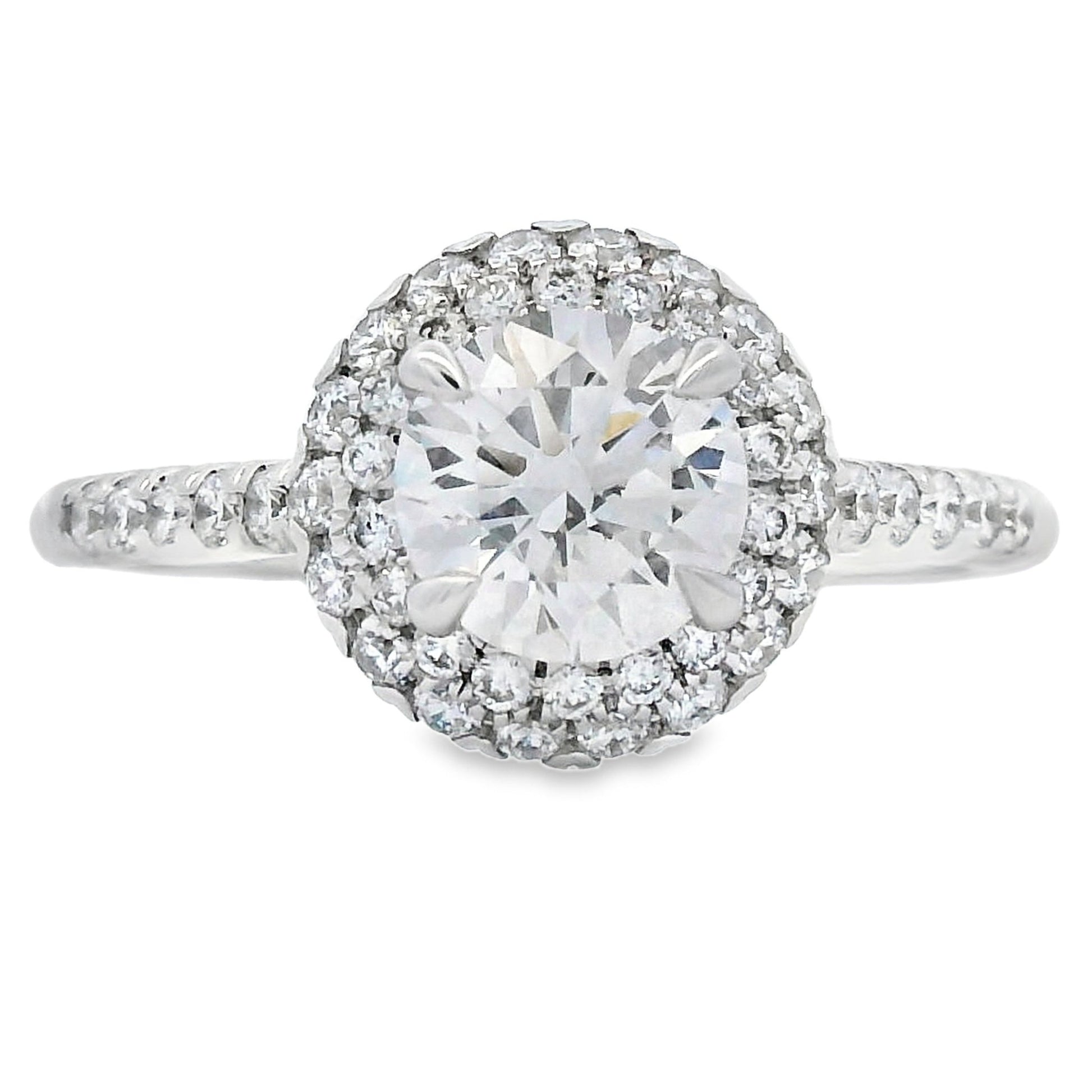 1.50ct Lab Grown Diamond Double Halo Engagement Ring White Gold 14kt - Gems by Gigi