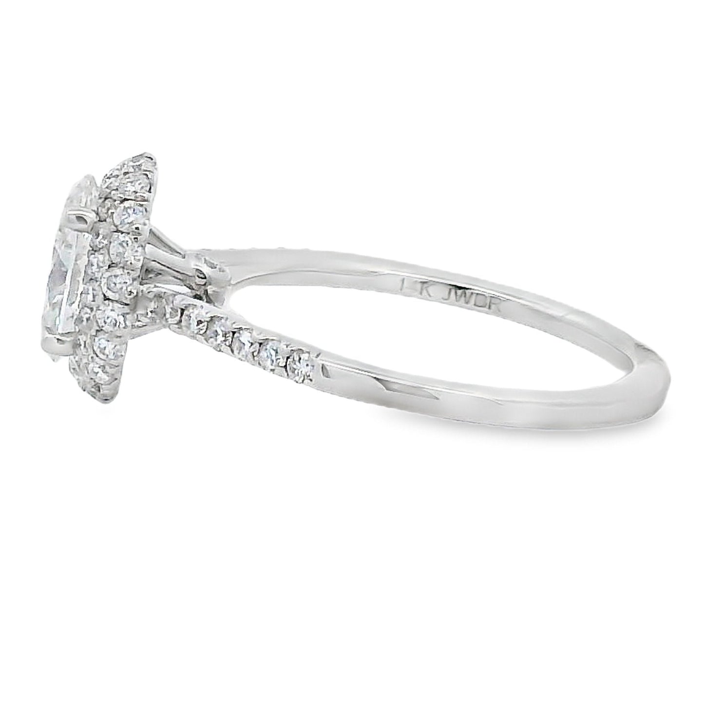 1.50ct Oval Lab Grown Diamond Halo Engagement Ring White Gold 14kt - Gems by Gigi