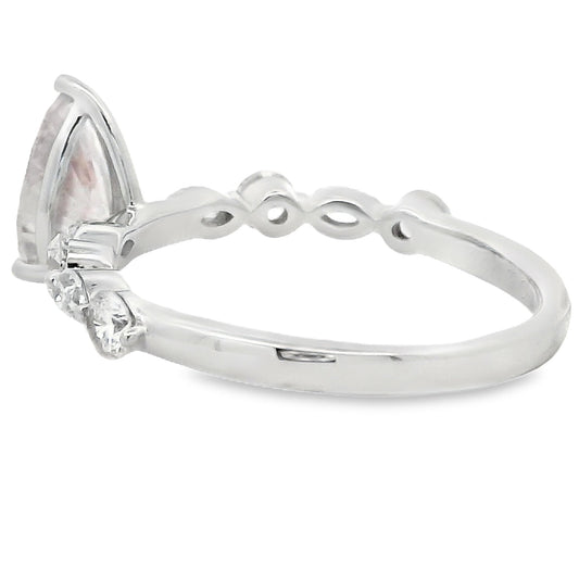 1.50ct Pink Lab Grown Diamond Pear Solitaire Ring 14kt White Gold - Gems by Gigi