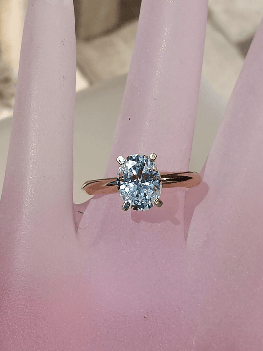 1.76ct Oval Solitaire Engagement Ring Yellow Gold 10kt - Gems by Gigi
