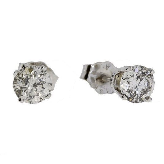 1ct Diamond Stud Earrings White Gold 14kt - Gems by Gigi