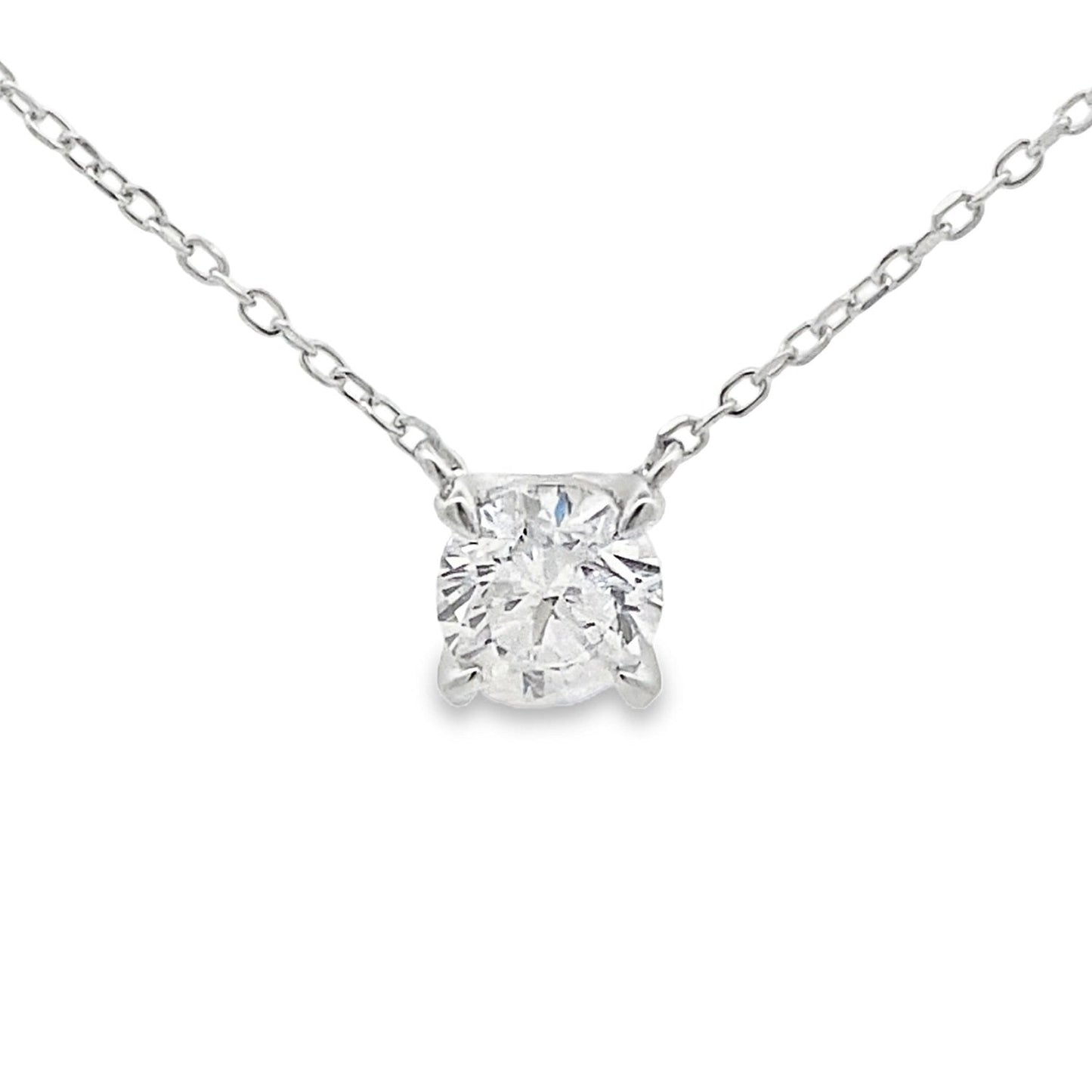 1ct Lab-Grown Diamond Solitaire Necklace Sterling Silver - Gems by Gigi