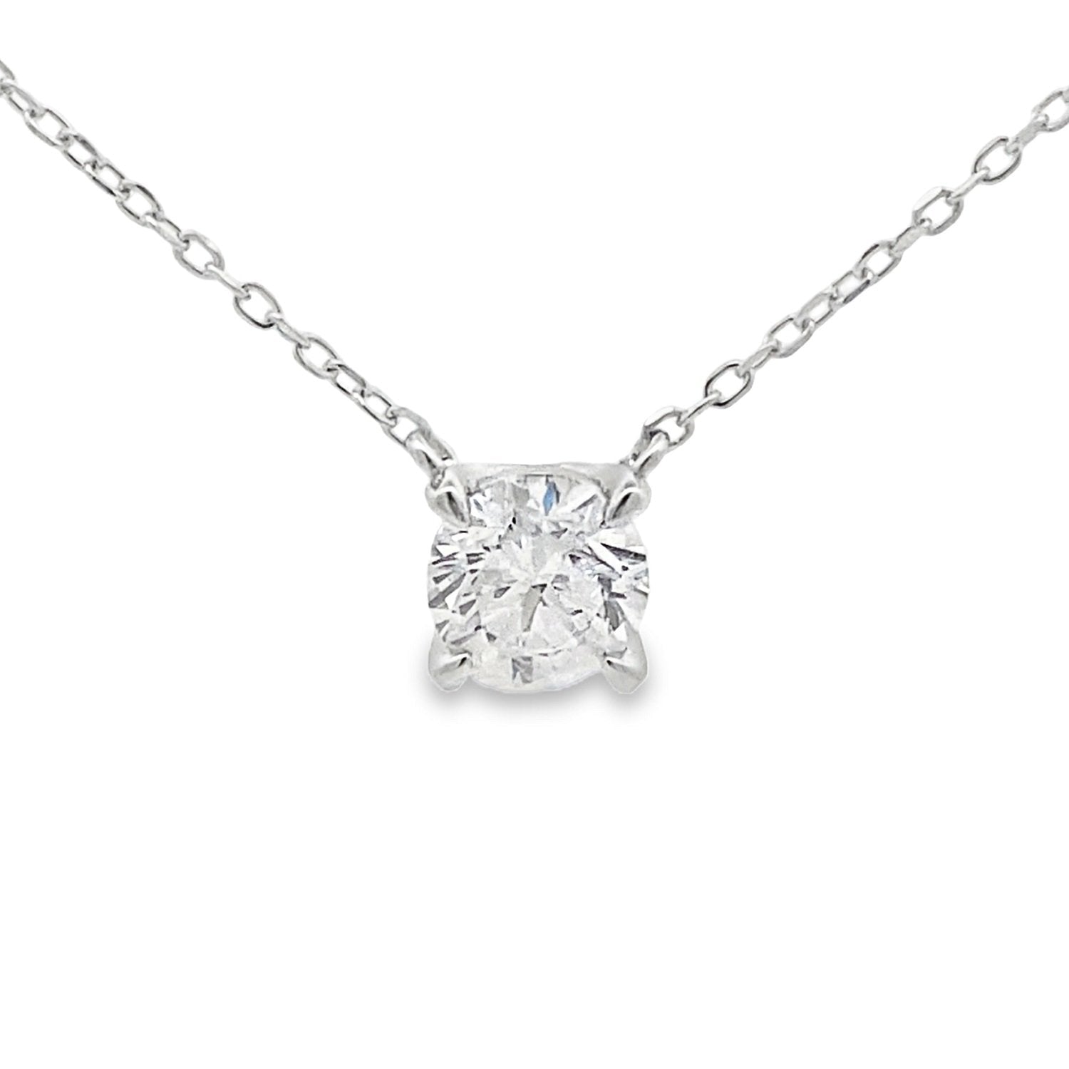 1ct Lab-Grown Diamond Solitaire Necklace Sterling Silver - Gems by Gigi