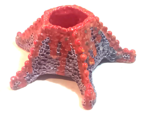 Starfish  inspired Ceramic Candle Holder or Vase Purple Red