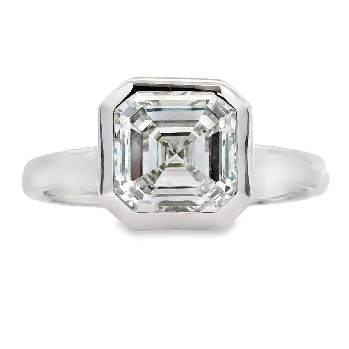 2.10ct Asscher Cut Lab Grown Diamond Ring White Gold 14kt