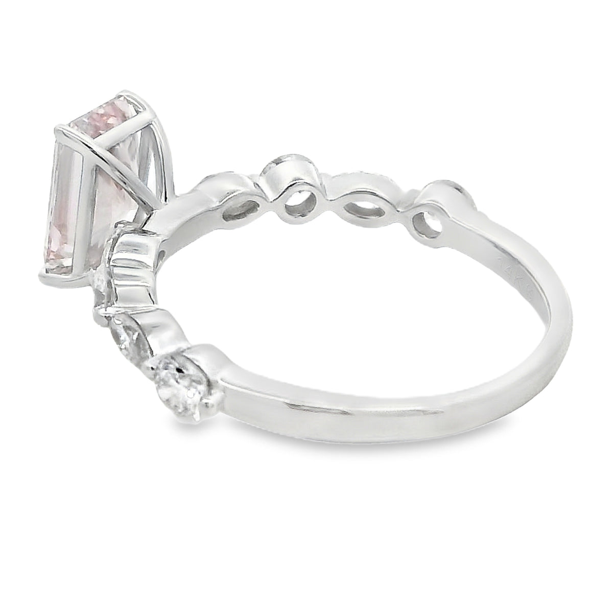 2.25ct Pink Lab Grown Diamond Radiant Cut Ring in 14kt White Gold