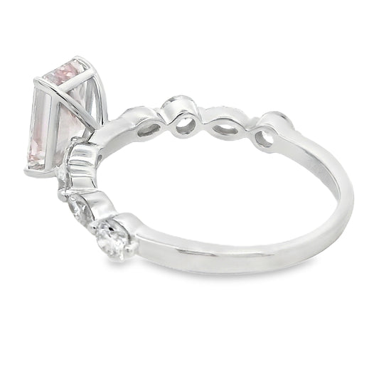 2.25ct Pink Lab Grown Diamond Radiant Cut Ring in 14kt White Gold