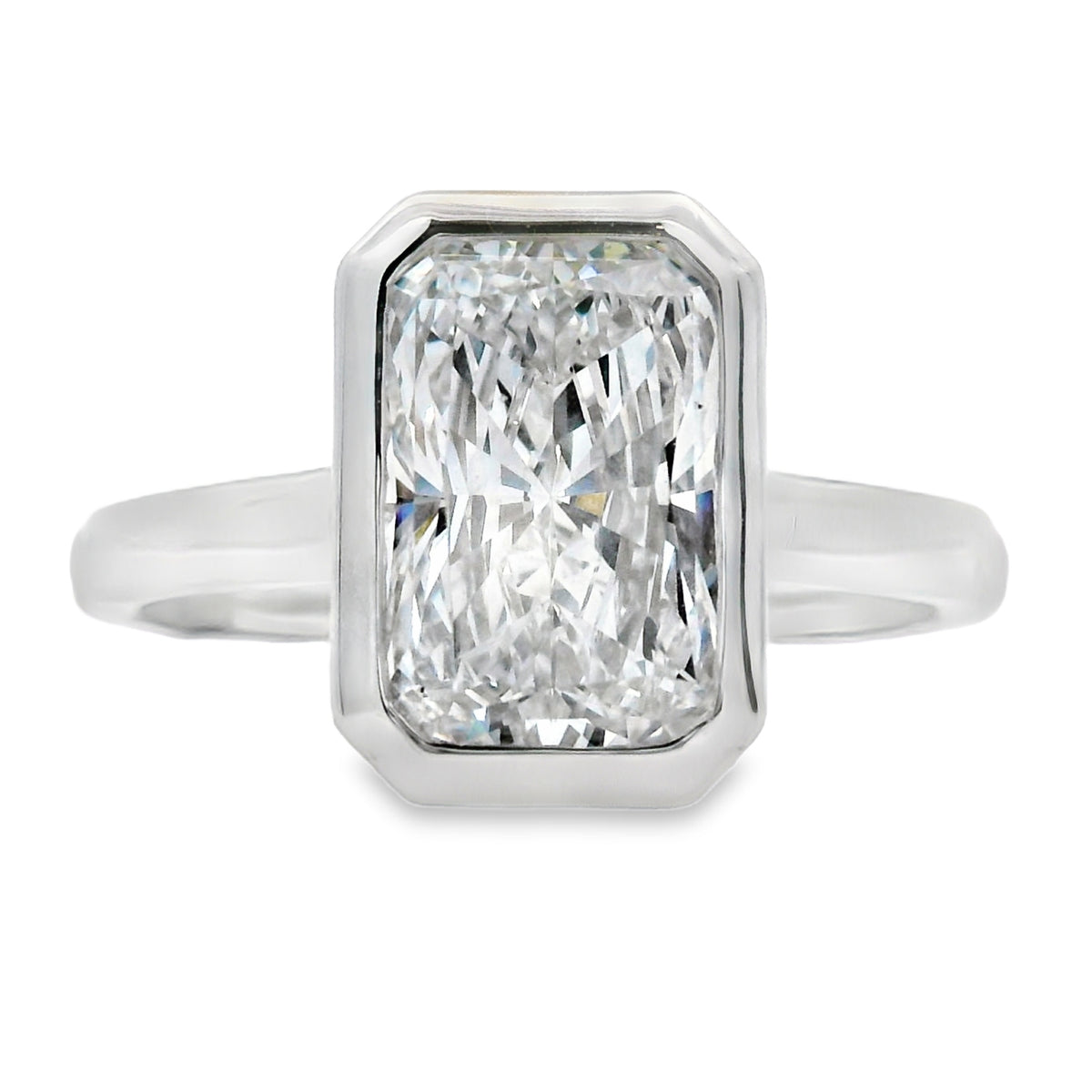 2.33ct Radiant Lab Grown Diamond Bezel Solitaire Engagement Ring White Gold 14kt