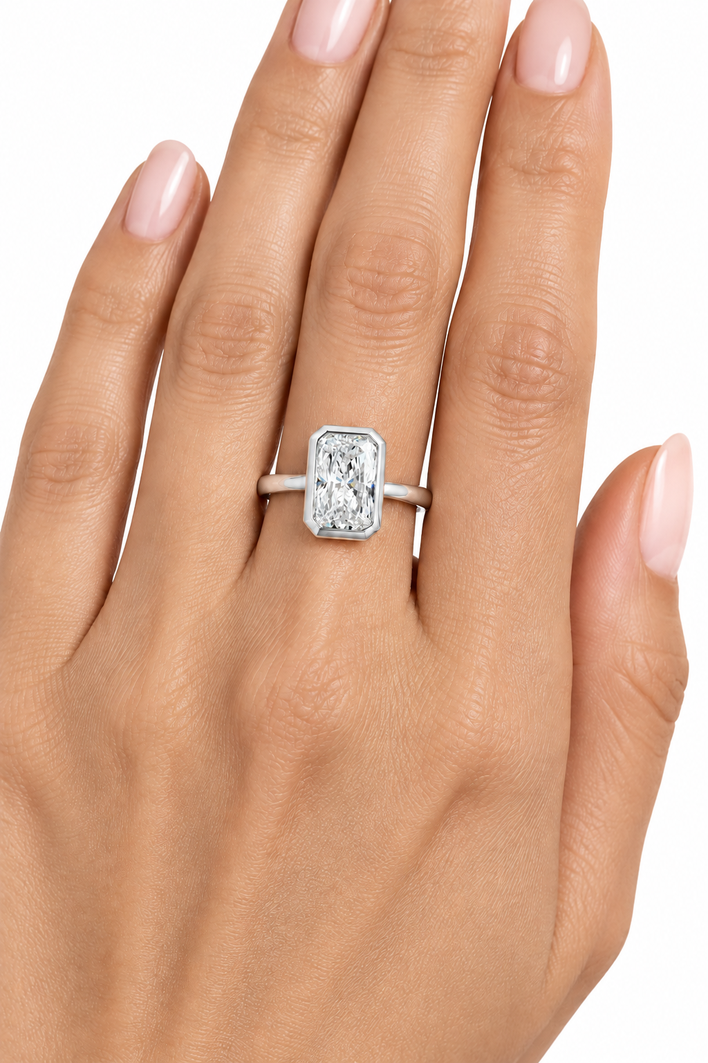 White gold lab grown diamond solitaire ring