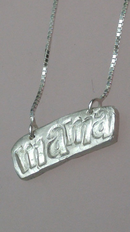 Handmade MAMA Necklace Sterling Silver