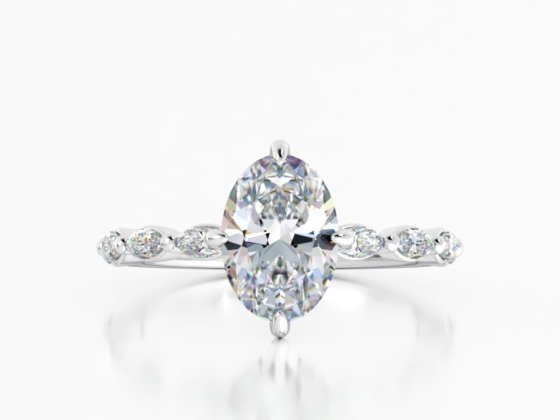 2.63ct Oval Lab Grown Diamond Engagement Ring White Gold 14kt - Gems by Gigi