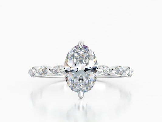 2.63ct Oval Lab Grown Diamond Engagement Ring White Gold 14kt - Gems by Gigi