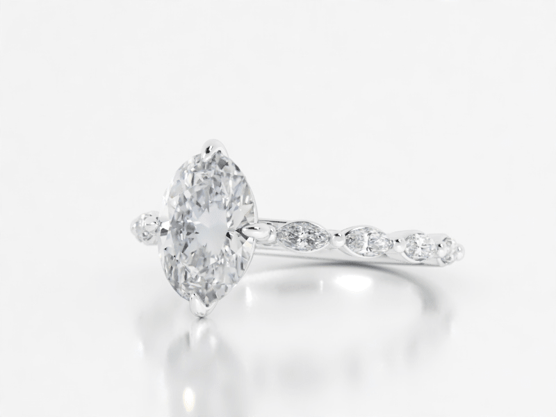 2.63ct Oval Lab Grown Diamond Engagement Ring White Gold 14kt - Gems by Gigi