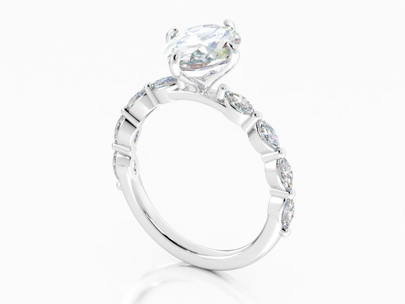 2.63ct Oval Lab Grown Diamond Engagement Ring White Gold 14kt - Gems by Gigi