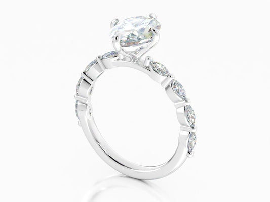 2.63ct Oval Lab Grown Diamond Engagement Ring White Gold 14kt - Gems by Gigi